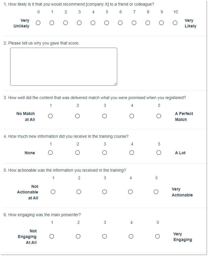 An example of a good Net Promoter Score Survey