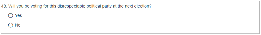 Will you be voting for this disrespectable political party at the next election?