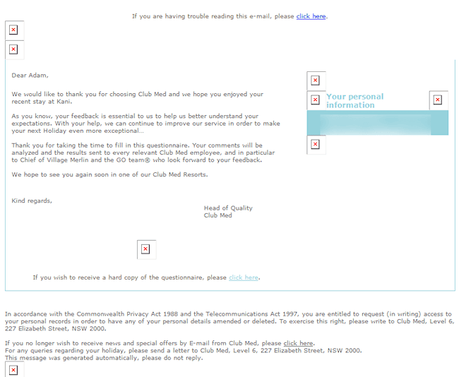 Formatting of the survey link