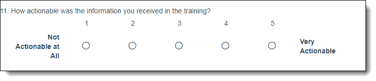 How actionable was the information you received in the training?