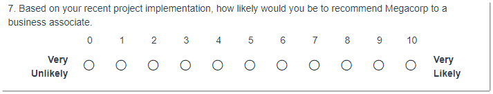 Based on your recent project implementation, how likely would you be to recommend Megacorp to a business associate.