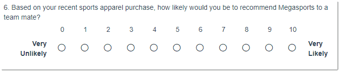 Based on your recent sports apparel purchase, how likely would you be to recommend Megasports to a team mate?